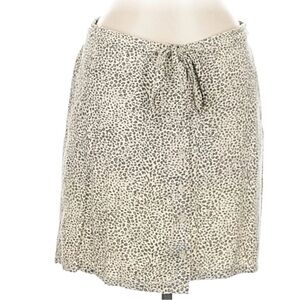 Thread & Supply Leopard Print Mini Skirt Button Front Tie Waist Rayon Size Small